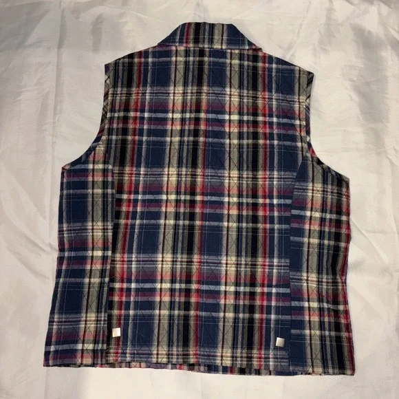 Christopher Banks Vest Womens Large Quilted Plaid Pockets Cottagecore Earthy L - Picture 4 of 5